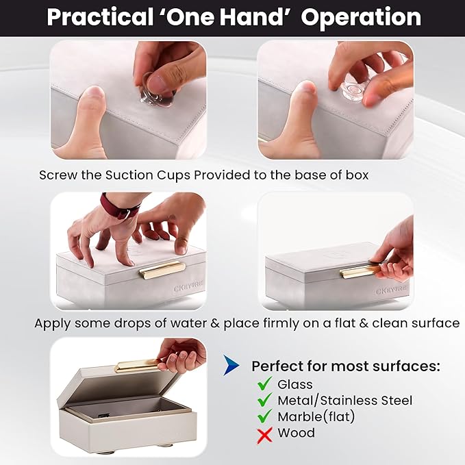 CKEYURE Key Box | Faraday Box for Car Keys | Car Key Signal Blocker Box | RFID Key Box | Key Holder | Key Safe | Signal blocking key box for car security | One Hand Operation (White)