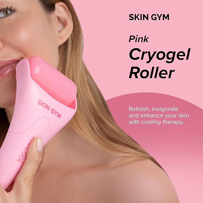 SKIN GYM Ice Roller for Face, CryoGel Cooling Facial Roller for Puffiness, Redness, Skin Firming & Depuffing, Cryotherapy Skin Care Tool