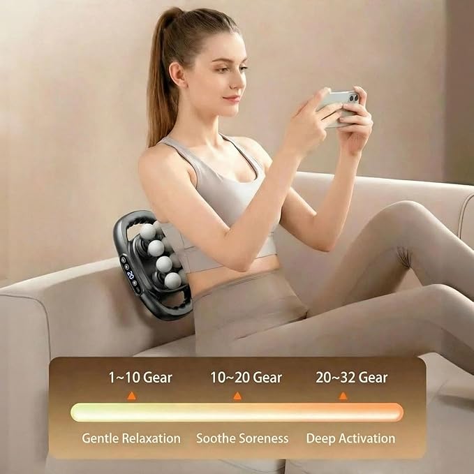 16 Head Massage Gun Deep Tissue - Electric Percussion Massager with Multi Ball Heads, Cordless Handheld Muscle Massage Tool for Back, Neck, Shoulder & Body Pain Relief, Gift for Athletes & Adults