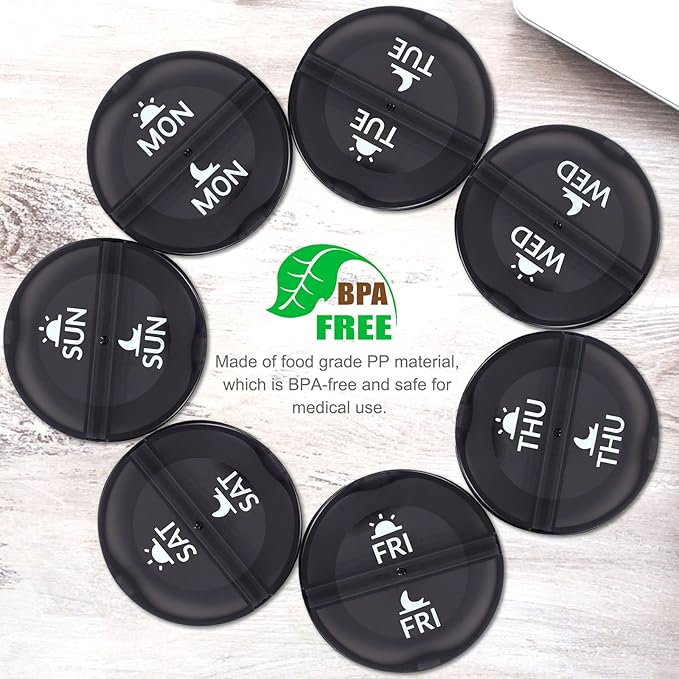 XL Monthly Pill Organizer 2 Times A Day, AM/PM One Month Pill Box 28 Day,Daily Pill Case Large 4 Week Big Compartments for Pills Vitamin Fish Oil Supplements (Black)
