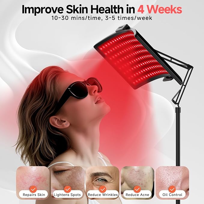 Red Light Therapy for Body, 2 in 1 Removable Red Light Panel Red Infrared Light Therapy Lamp with Stand 660nm Red & 850nm Near Infrared Light Therapy Device for Face Back or The Whole Body
