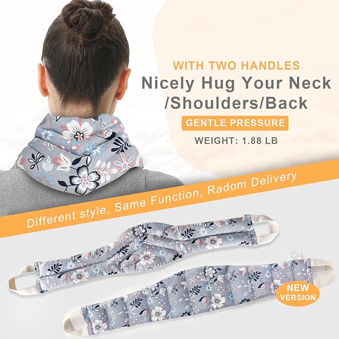 UNCN Long Wide Heating pad for Neck and Shoulders Back 33 * 5.9" microwavable Large Moist Heat Pack Warm hot Compress Neck wrap Weighted Bag Massage Reusable Herbal Nature Calming Portable Cotton