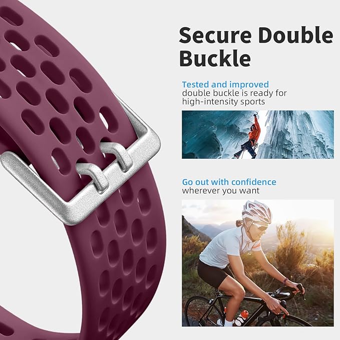 Getino Compatible with Fitbit Charge 5 Bands/Charge 6 Bands Women Men, Soft Breathable Replacement Sport Strap Adjustable Wristbands for Fitbit Charge 5/ Charge 6 Advanced Fitness Tracker, Wine Red
