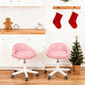 Rolling Stool Set of 2– Ergonomic Swivel Seat, Adjustable Height, Ultra-Quiet Wheels, Padded PU Leather Cushion, for Salon, Office, Massage & Medical Use Pink