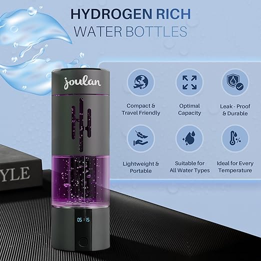 Hydrogenated Water Bottle Generator Glass & Stainless Steel 4500 PPB | SPE & PEM Water Ionizer | Portable Rechargeable Hydrogen Water Bottle for Healthy Hydration