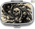 Metal 2 Compartment Pill Organizer Travel Friendly Portable Compact Pill Box Cute Pill Case,for Pocket Wallets Daily Portable Medicine Vitamin Tablet Storage (The Skeleton in The Vortex)