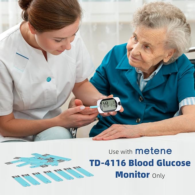 Metene TD-4116 Blood Glucose Test Strips, 200 Count Test Strips for Diabetes, Use with metene TD-4116 and metene S Blood Glucose Monitor Only(No Monitor)