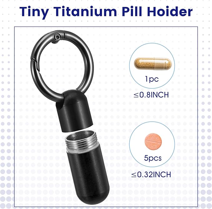 2 PCS Small Pill Case Micro Keychain Pill Holder Portable Waterproof Container Tiny Pocket Medicine Organizer with Keyring for Travel Purse Pocket Handbag Outdoor