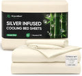 Silver Infused Bed Sheets Set, Temperature-Regulating Fabric with Self-Cleaning Technology for 3X Freshness Sleep, Genuine Organic Viscose Derived from Bamboo (OffWhite, Queen)