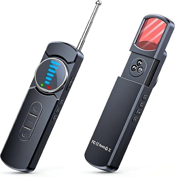 Hidden Camera Detector for Hotels,AI Anti Spy Bug Detector with RF Signal & WiFi Scanner,GPS Tracker Finder & Listening Device Detector,6-in-1 Portable Protector for Travel Home Office Car(Black)