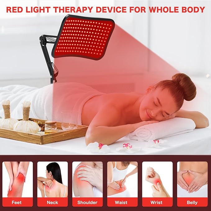 Red Light Therapy for Face Body, Advanced 2-in-1 Red Light Therapy Lamp with Desktop Stand, Tri-Wavelength 660nm, 850nm, 940nm Infrared Light Panel with Timer for Skin Care, Full Body Pain Relief