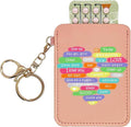 Birth Control Pill Case Holder, 4.3x3.3IN Compact Organizer Sleeve with Keychain, Fits Standard Pill Packs, Portable and Stylish Protection Cute Funny Discrete Artwork (Pink Heart)