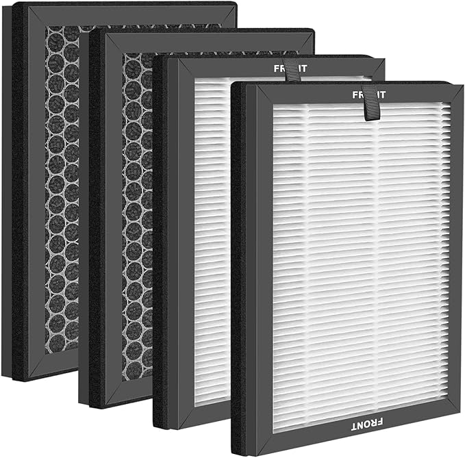 K1 Filter Replacement Compatible with LUNINO K1 Air Purifier,- 3-In-1 Filtration for Smoke & More - HEPA Filter, Activated Carbon, & Pre-Filter,4pack