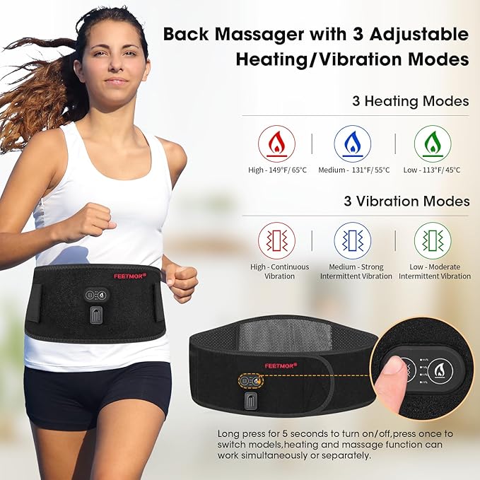 Heated Waist Belt, Cordless Heating Pad for Low Back Electrical Heating Rechargeable Battery Powered
