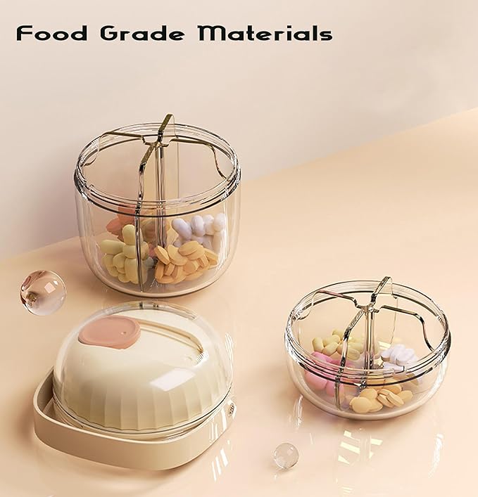 MURRI&MURRDI Pill Organizer with 4 Compartments, Travel Pill Box Portable Pill Case Anti-Mixing & Wide Opening, Compact Pill Container Holder for Vitamins Fish Oils Medications (F Cream White)