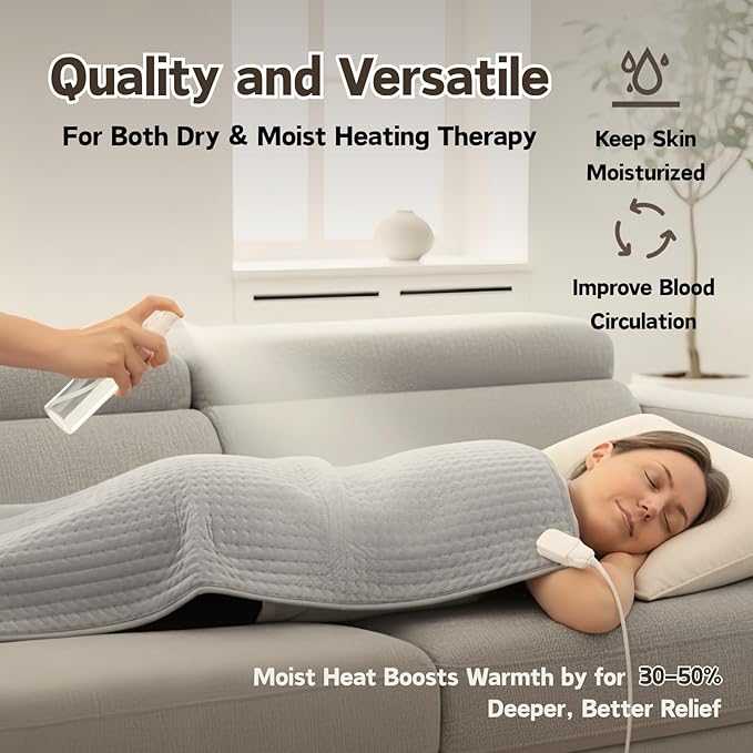 Extra Large Heating Pad for Back Pain Relief, 20x40 Inches, Full Body Heating Pad for Shoulder and Neck, with 10 Temp Levels | 3 Auto-Off Timers | Dry/Moist Heat Therapy - Gifts for Women Men
