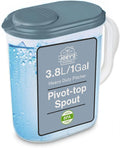 1 Gallon Water Pitcher with Lid & Pivot Top Spout -Slim Design Fits Fridge Door- Tea Pitcher 1 Gallon Plastic Pitcher with Lid 1 Gallon Pitcher with Lid Water Pitchers with Lids Plastic Water Pitcher