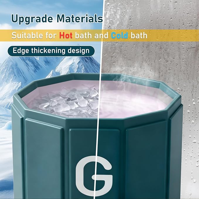 Sincat Portable Foldable Ice Bath Tub, Large Portable Bath Tub for Adults, Suitable for Outdoor Gym, Easy to Assemble Collapsible Bathtub, Ice Bath, Family Bathroom SPA Tub(31.5 in Green)
