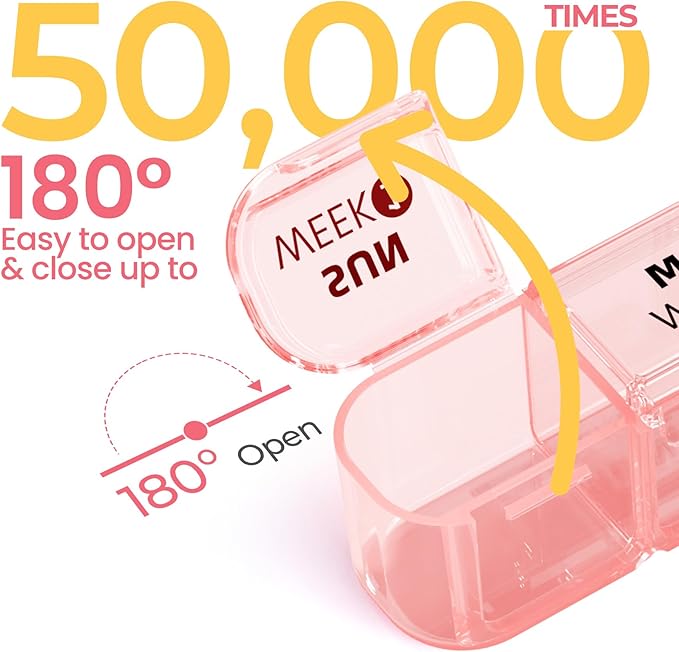 Betife Monthly Pill Organizer 1 Time a Day, 4 Weekly Pill Box Organizer Once a Day, 28 Day Large Pill Case for Travel, 28 Day Daily Medcine Container for Vitamins, Supplement & Medication (Pink)