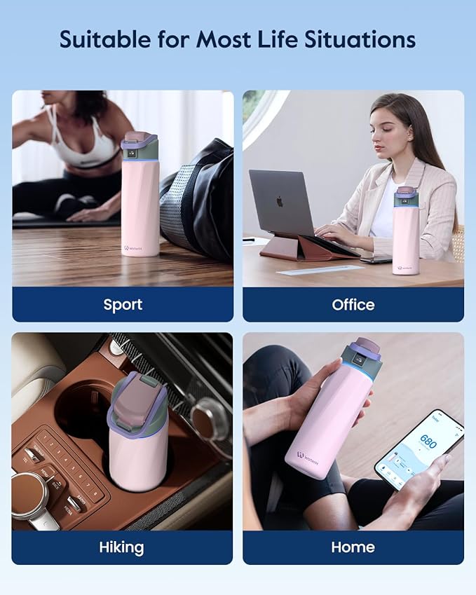 BOOST Smart Water Bottle that Reminds You to Drink, 24oz BPA-Free Stainless Steel Vacuum Insulated, Wide Mouth Water Tracker Bottle with APP for School, Gym, Office, Ideal for Mother's Day