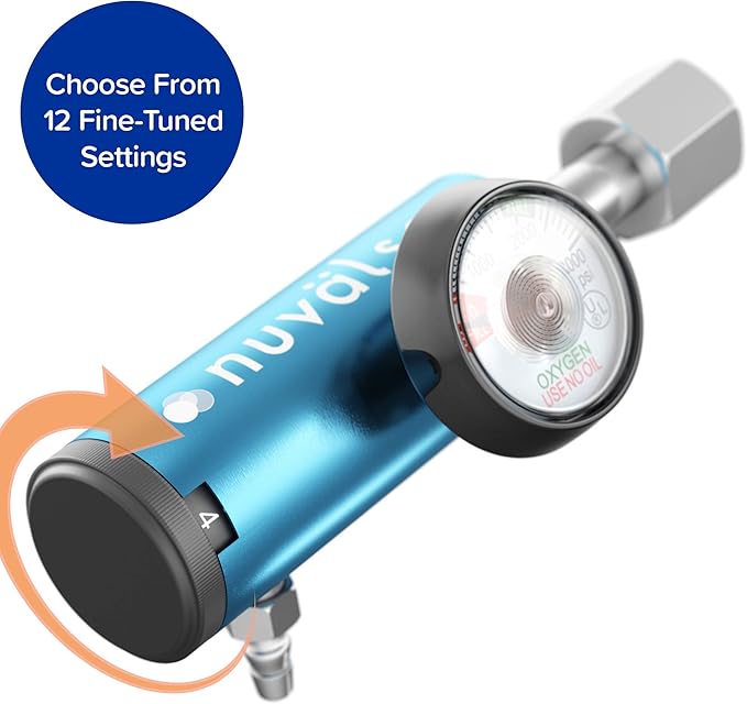 Ozone Therapy Low Flow Oxygen Regulator – Easy to Use – Works with Ozone Generators – Compatible with Oxygen Cylinders up to 3,000 PSI – Wrench-Tightened Connection – CGA 540