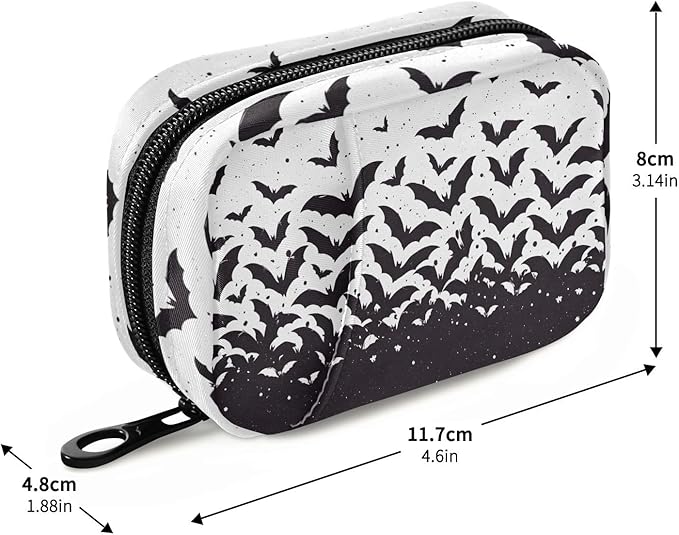 Pill Cases Bag Black Bat Halloween Vitamin Pill Box Organizers 7 Day Medicine Container Case Supplement Holder