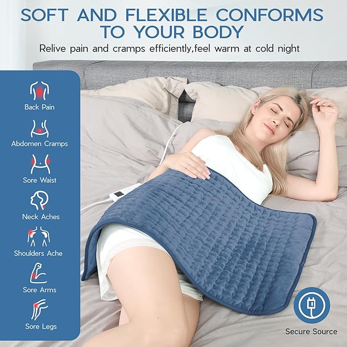 Large Heating Pad for Back Pain Relief, Electric Heating Pad for Neck and Shoulders, Auto Shut Off, Fast Heat, Christmas Gifts for Women Men, Birthday Gifts for Mom Dad (17'' x 33)