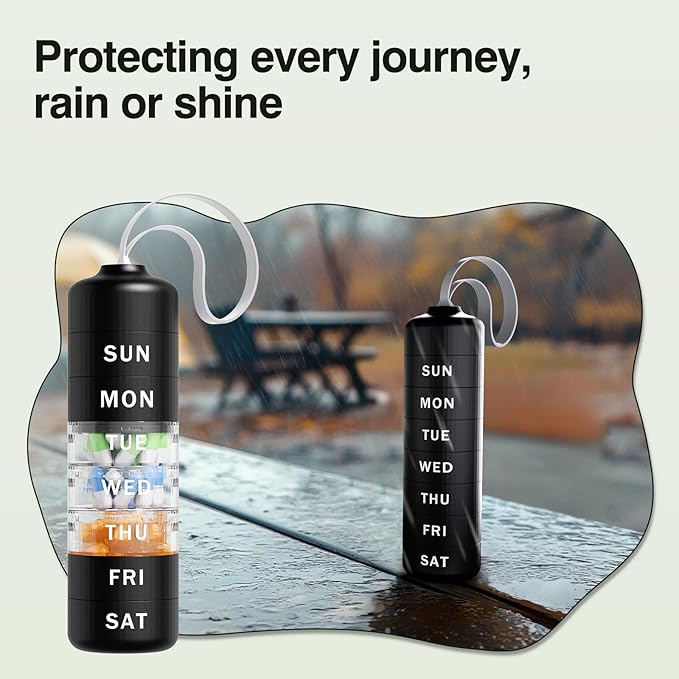 7 Day Pill Organizer, Travel Pill Box with Effortless Opening Design, Zoksi Weekly BPA Free Medicine Organizer with Large Container, Portable Waterproof Vitamin Case for Vitamin, Fish Oil, Supplement