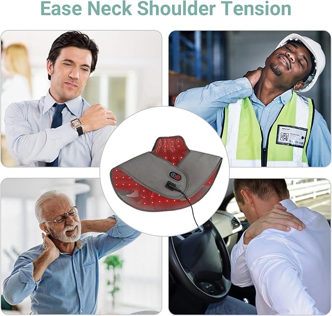 Comfytemp Red Light Therapy for Neck Shoulder Back 162 LEDs, Wearable Infrared Light Therapy Pad for Body, Flexible Near Light Therapy Wrap, 660nm & 850nm
