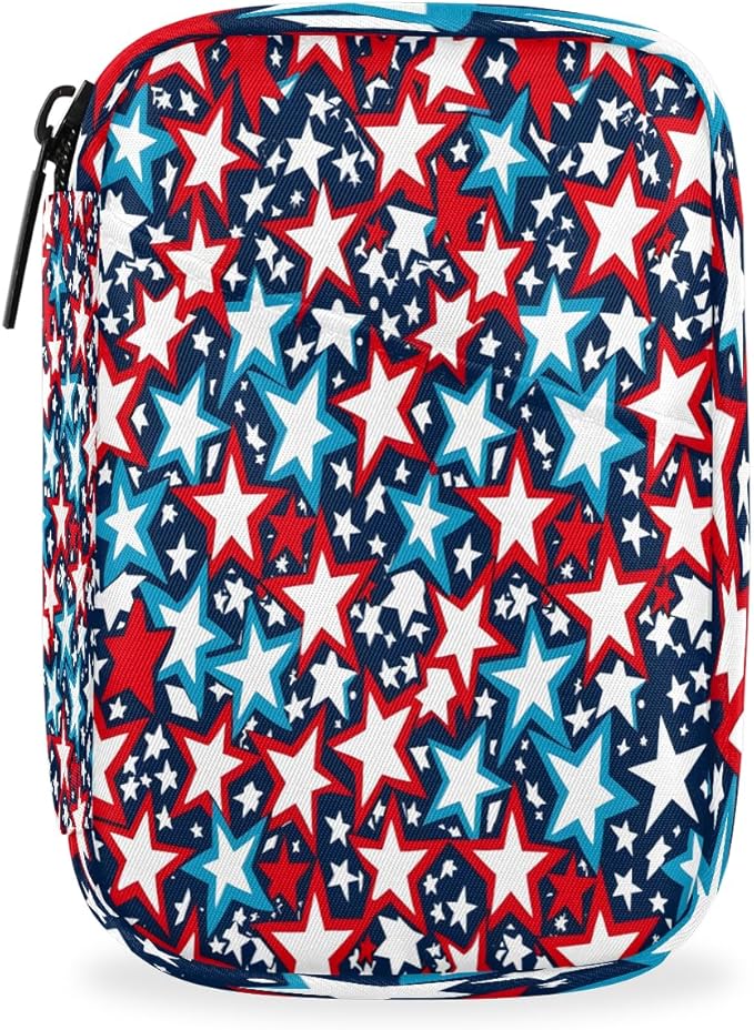 American Flag Star Travel Pill Organizer Box Weekly Portable Pill Case Daily Pills 7 Day Small Birth Control Pills Container Removable Compartments for Medicine Vitamins Fish Oil