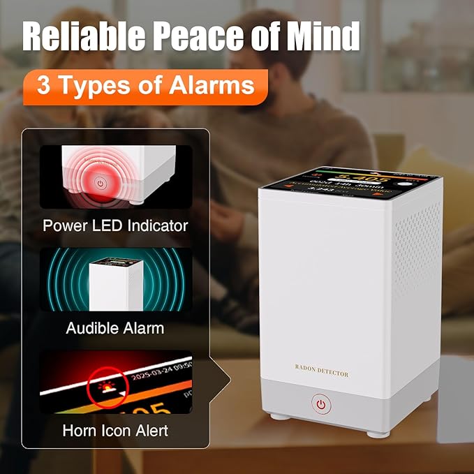 Radon Detector for Home Radon Testing | 20 Year Sensor Life | Large Sensitive Sensor