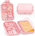 Compact 3-Layer Travel Pill Organizer, Cute Pill Box Case with Pull-Tab Design for Easy Opening, Medication Organizer with 8 Compartments for Supplements, Vitamins, Fish Oils, 30 Labels