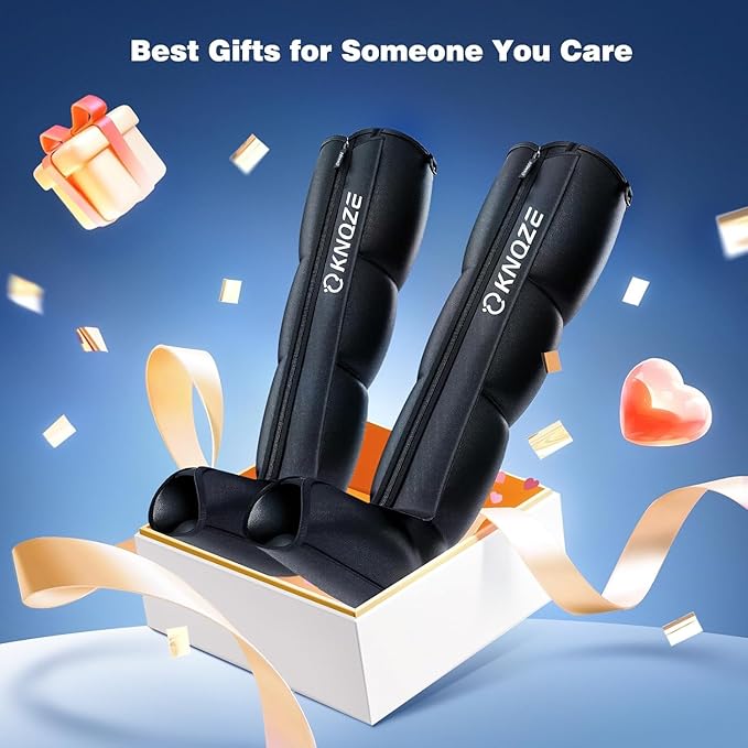 KNQZE Leg Compression Massager for Circulation and Pain Relief, Air Compression Recovery System for Fast Recovery of Leg, Foot, Calf and Thigh, Relieve Edema, Reduce Muscle Fatigue, Gift for Dad, Mom
