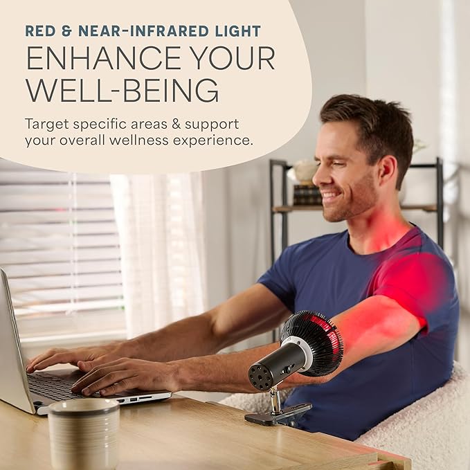 LifePro Red Light Therapy Lamp - Infraglow Infrared Red Light Therapy Bulb with 660nm and 850 nm Wavelength -18 LEDs & Clip-On Lamp - at Home Infrared Bulb for Daily Wellness and Relaxation