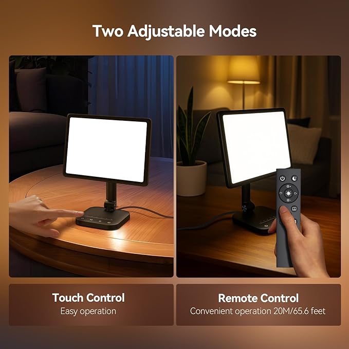 Sun Lamp, 12000 Lux UV-Free Light Therapy Lamp with 5 Adjustable Brightness Levels/6 Timer/Remote Control,180° Free Rotable Heavy Base Smart Plug for Home Office