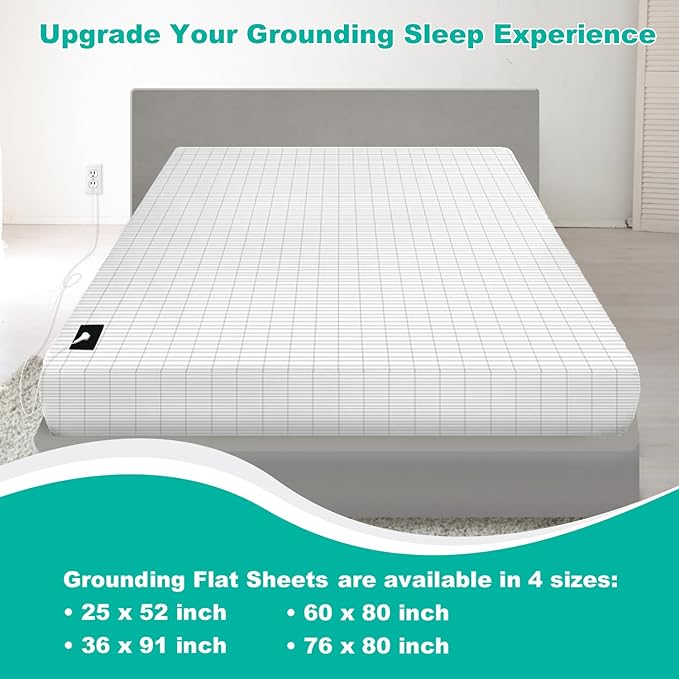 Grounding Sheets for King Size(60 x 80 Inch) Bed,10% Silver Fiber Grounded Flat Sheet for Sleeping,Earth Mattress Kit with Cord