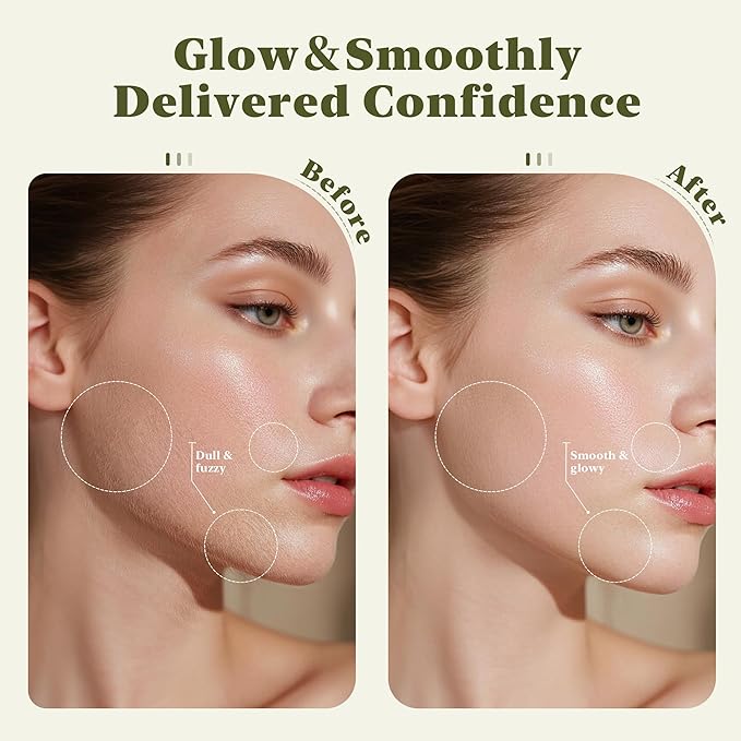 BNU Dermaplaning Tool for Face, Dermaplane Razor for Women Face LED Light Facial Exfoliation & Peach Fuzz Hair Removal, 3 Speeds Rechargeable Sonic Edge Technology 10 Refill Blades Green