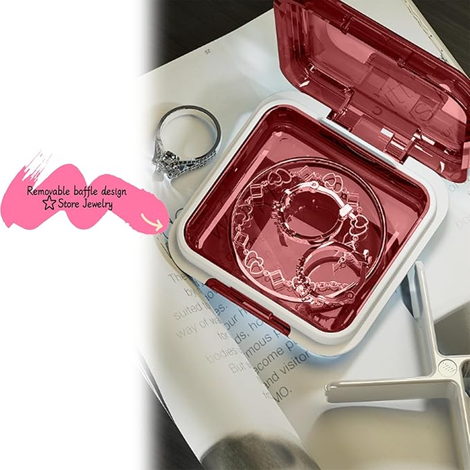 Small Pill Box Waterproof Travel Pill Case Portable Daily Pill Container Pill Holder for Purse 4 Compartments Pocket Compact Medicine Organizer for Fish Oils,Supplements,Medication (Pink)