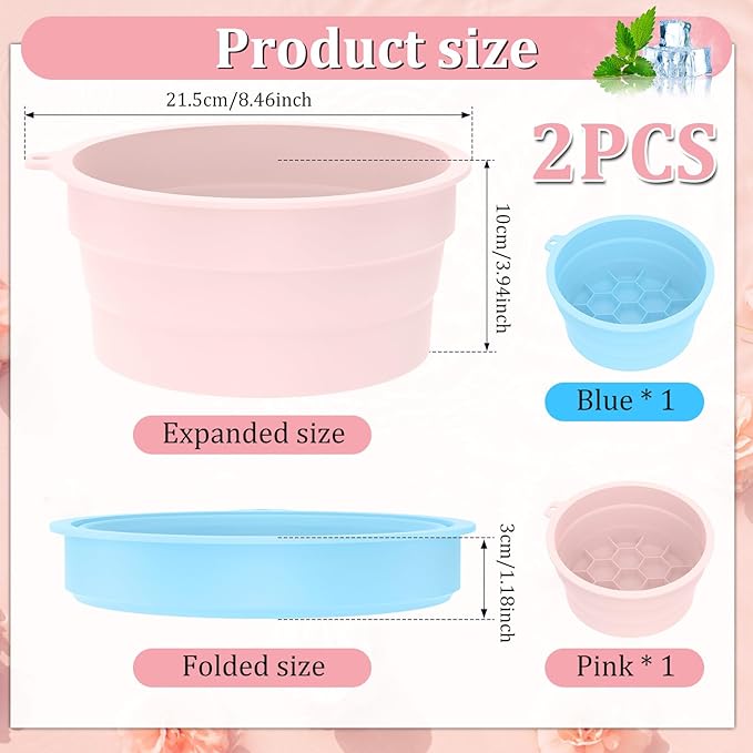 Face Bowl for Ice with Built-In Icetray, 2Pcs Foldable and Portable Ice Bath Face Bowls, Silicone Bowl for Dipping face ice Bath, Easy Storage and Carrying, Dipping face ice bath at Home and Travel