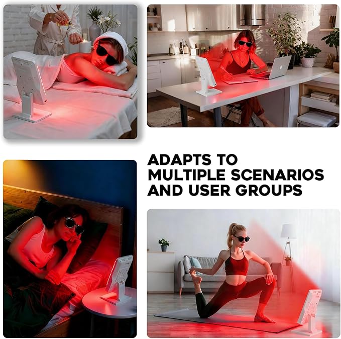 Red Light Therapy Device, Triple Chip Elite Grade LED Red Infrared Light Device with Near-Infrared Light 630nm,660nm 850nm, Ideal for Face & Body, 9 Adjustable Timer Settings, Adjustable Angle,White