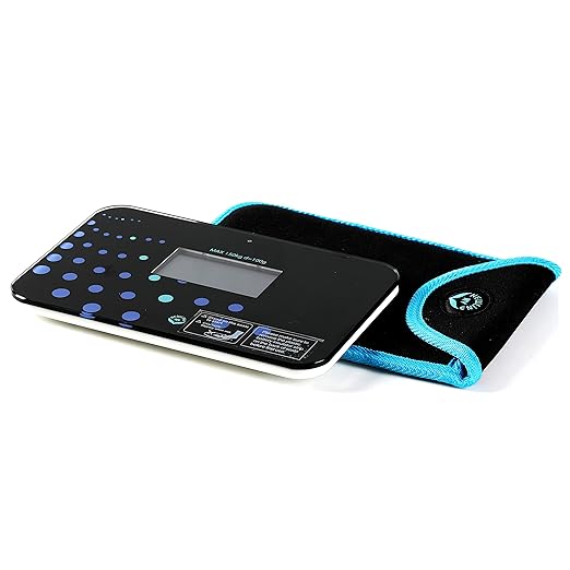 NEWLINE NY Step-on Super Mini Smallest Travel Bathroom Scale with Protection Sleeve: SBB0638SM-TW(Trendy Wave)+S002BU