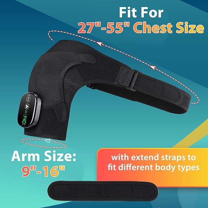 Cordless Shoulder Heating Pad with Massage, Shoulder Massager for Pain Relief, Heated Shoulder Wrap, Rotator Cuff Relief, Heating Pad for Shoulder, Fits for Men and Women