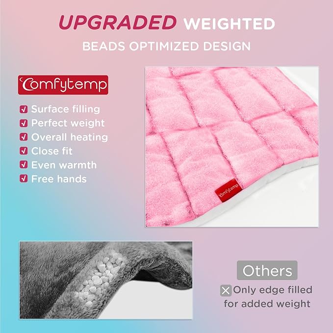 Comfytemp Heating Pad for Neck and Shoulders and Back, 2.6lb Weighted Electric Heating Pads, Large Heated Wrap, 9 Heat Settings & 11 Timer, Valentines Birthday Gifts for Women Men Mom Dad, Pink