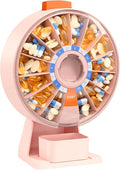 Daviky Pill Dispenser Daily, Large Pill Organizer with Wall-Mounted or Standing Use, 14 Days Pill Container, Push Button Design, Weekly Pill Box for Vitamin, Medicine,Supplement, Fish Oil(Pink)