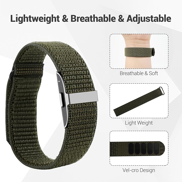 Nylon Loop Replacement Strap Compatible with Hume Health Band, Soft Breathable Adjustable Sport Wristband for Fitness Tracker, Women & Men