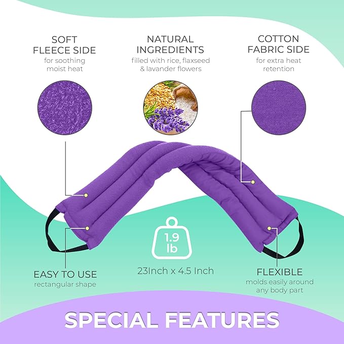 Microwavable Heating Pads for Lower Back, Neck, and Shoulder Pain Relief - Moist Microwave Heating Pad for Muscles and Joints - Microwave Hot Pack Heat Pad for Cramps -2 Pack Purple-Lavender Scent