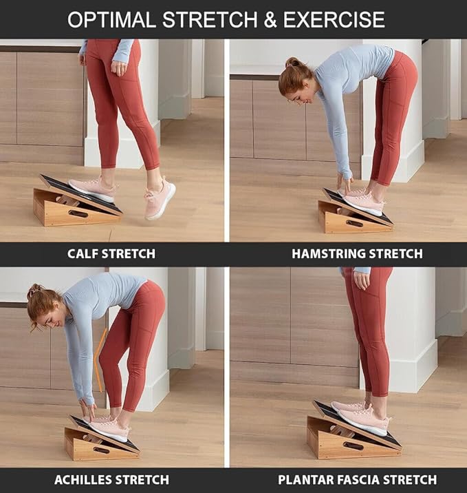 Professional Wooden Slant Board, 5 Positions Adjustable Slant Board for Calf Stretching Squats Incline Board and Calf Stretcher, Slant Squat Board for Knees Ankle Heel Feet Leg