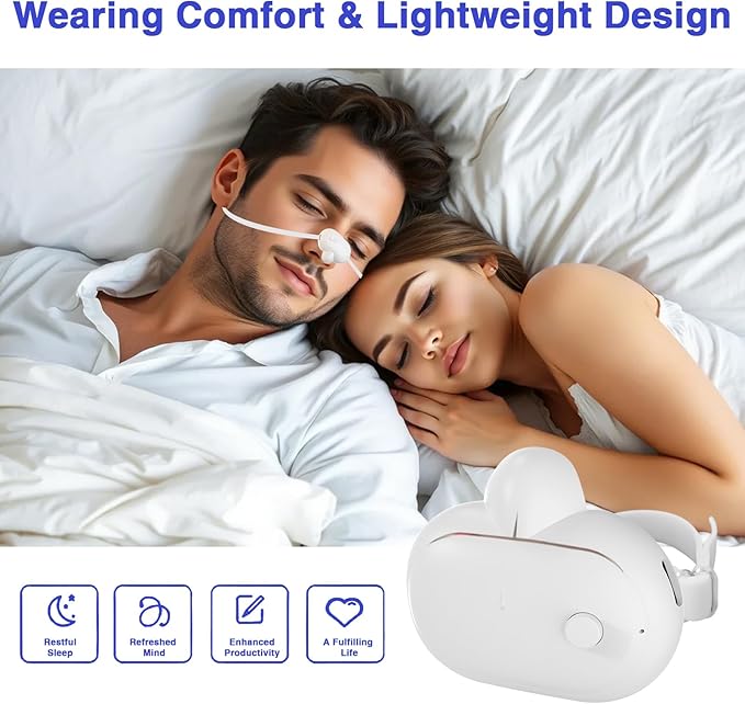 Smart Anti-Snoring Device,Smart Snore Stopper with Strong and Weak Modes for Snoring Reminder,Relief.Easy Use,AI Automatic Monitoring Portable Snore Solution for Home Office Travel (White)