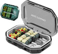 Portable Pill Organizer Waterproof Airtight BPA-Free Compact Easy-to-Carry Travel Daily Use On-The-Go Vitamins Supplements Medication Herb Pill Box Gray Size 3.62×2.44×0.98 in
