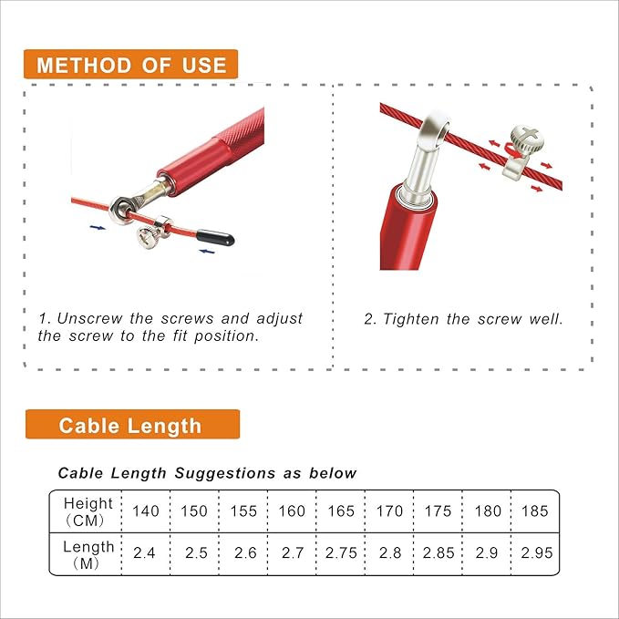 Speed Jump Rope - 360° Swivel Ball Bearing - Adjustable steel coated rope-Aluminum Anti Skipping Handle -Fitness Training Boxing Sports Exercises -Suitable for Kids and Adults